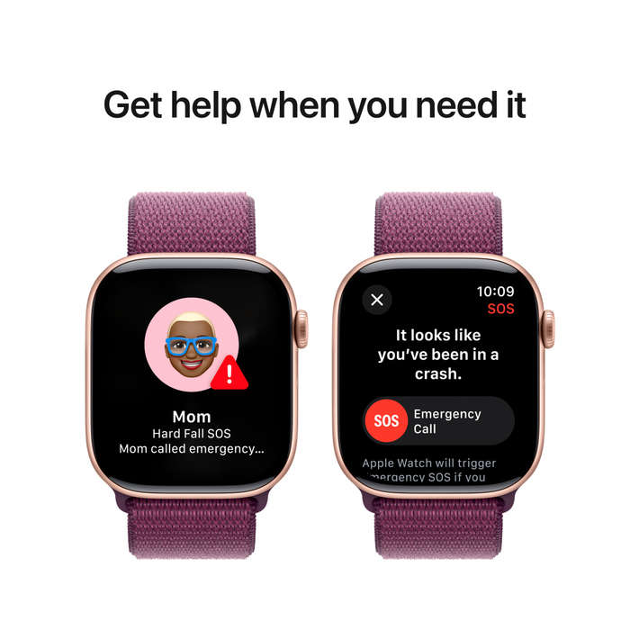 Apple Watch Series 10 GPS + Cellular 46mm Rose Gold Aluminium Case with Plum Sport Loop,Model A3003
