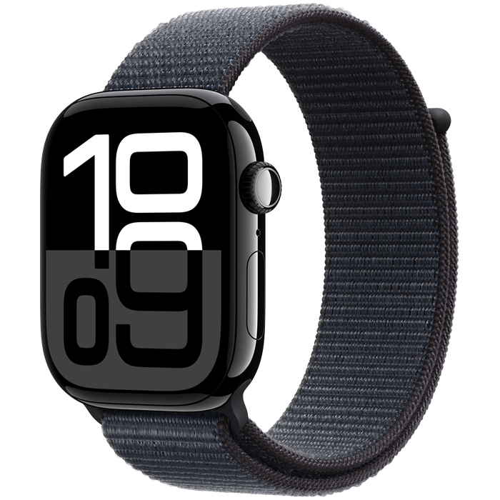 Apple Watch Series 10 GPS + Cellular 42mm Jet Black Aluminium Case with Ink Sport Loop,Model A3001