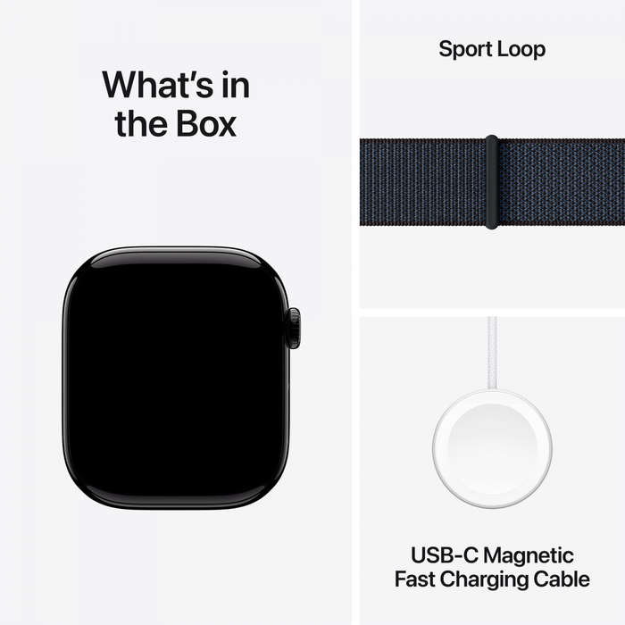 Apple Watch Series 10 GPS + Cellular 42mm Jet Black Aluminium Case with Ink Sport Loop,Model A3001