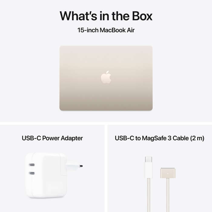 15-inch MacBook Air: Apple M4 chip with 10-core CPU and 10-core GPU, 16GB, 256GB SSD - Starlight,...