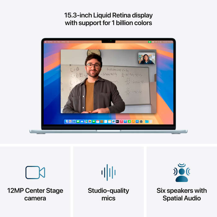 15-inch MacBook Air: Apple M4 chip with 10-core CPU and 10-core GPU, 16GB, 256GB SSD - Sky Blue,M...