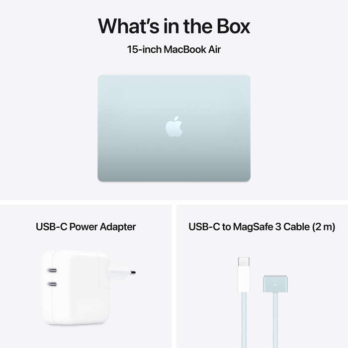 15-inch MacBook Air: Apple M4 chip with 10-core CPU and 10-core GPU, 16GB, 256GB SSD - Sky Blue,M...