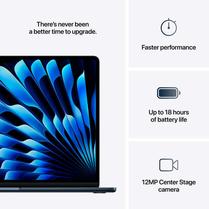 15-inch MacBook Air: Apple M4 chip with 10-core CPU and 10-core GPU, 16GB, 256GB SSD - Midnight,M...