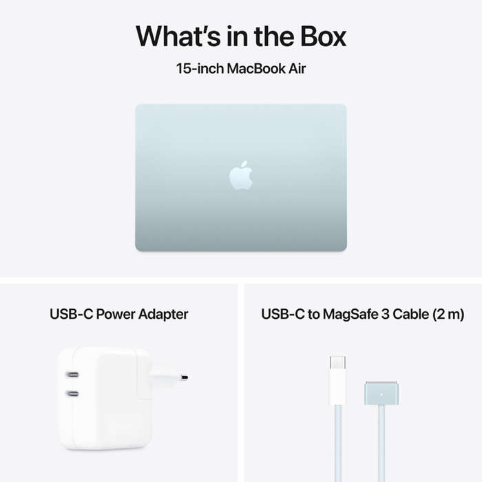 15-inch MacBook Air: Apple M4 chip with 10-core CPU and 10-core GPU, 24GB, 512GB SSD - Sky Blue,M...