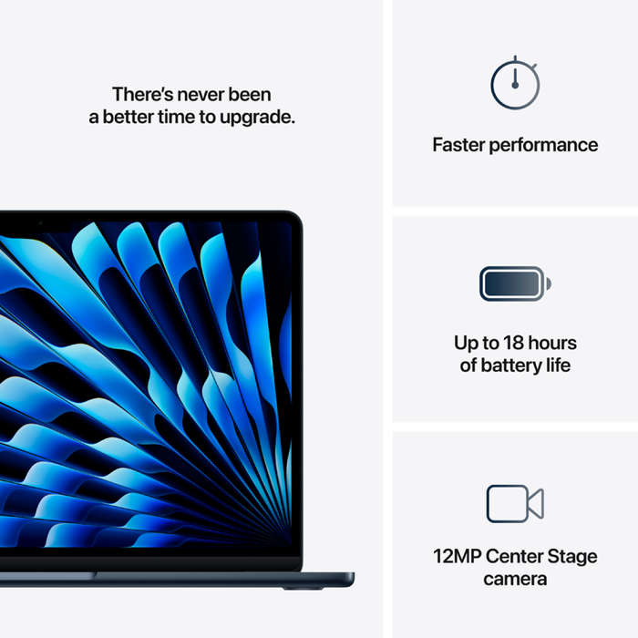 13-inch MacBook Air: Apple M4 chip with 10-core CPU and 10-core GPU, 24GB, 512GB SSD - Midnight,M...