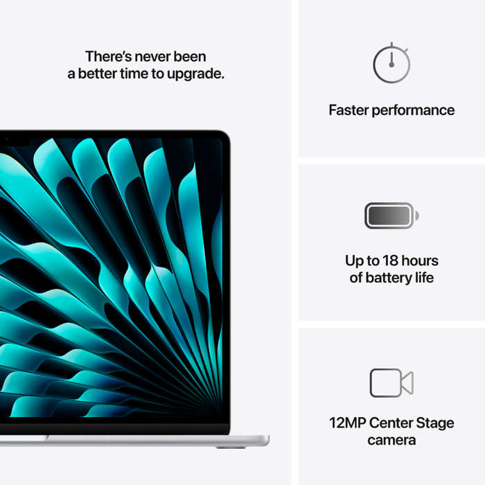15-inch MacBook Air: Apple M4 chip with 10-core CPU and 10-core GPU, 24GB, 512GB SSD - Silver,Mod...