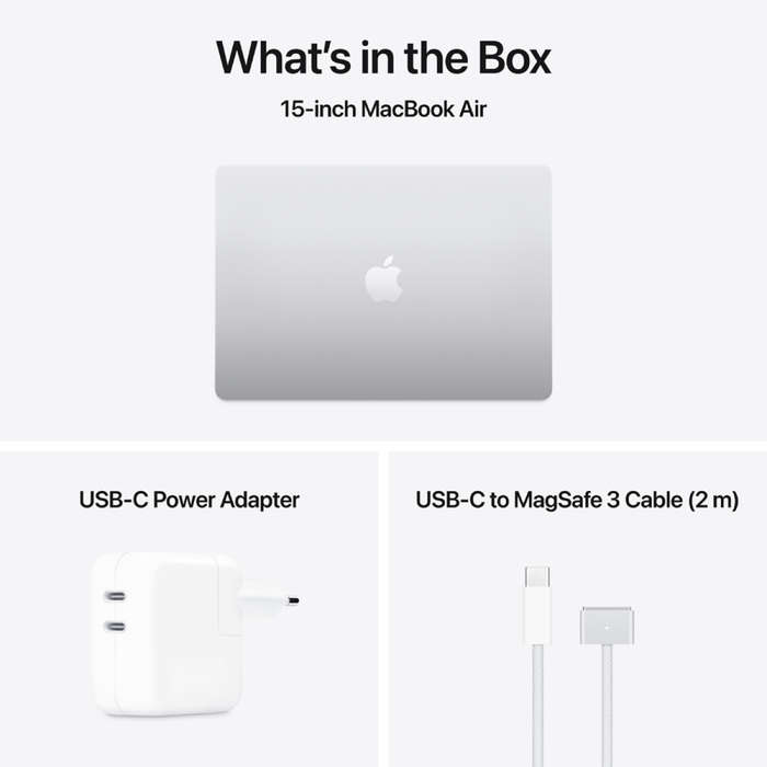 15-inch MacBook Air: Apple M4 chip with 10-core CPU and 10-core GPU, 24GB, 512GB SSD - Silver,Mod...