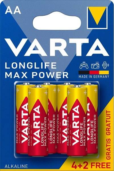 Varta LongLife Max Power Alkaline 6 Pack AA Battery