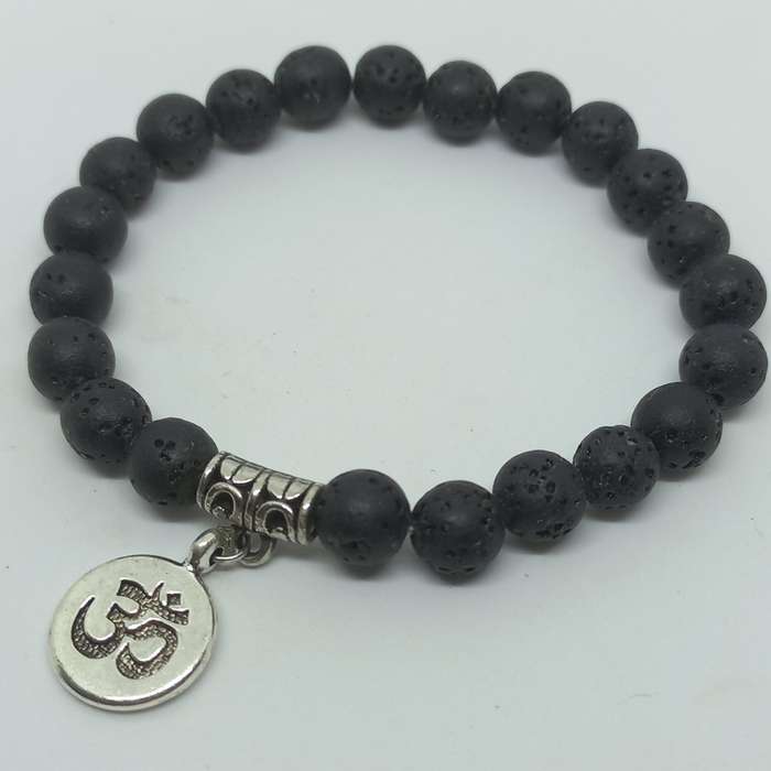 Lava Stone Diffuser Bracelet with OM (6mm round beads)
