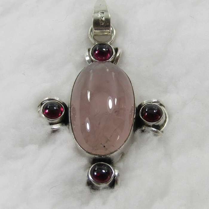 Rose Quartz and Garnet Pendant