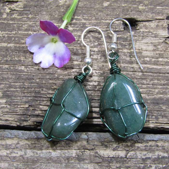 Wire Wrapped Gemstone Earrings