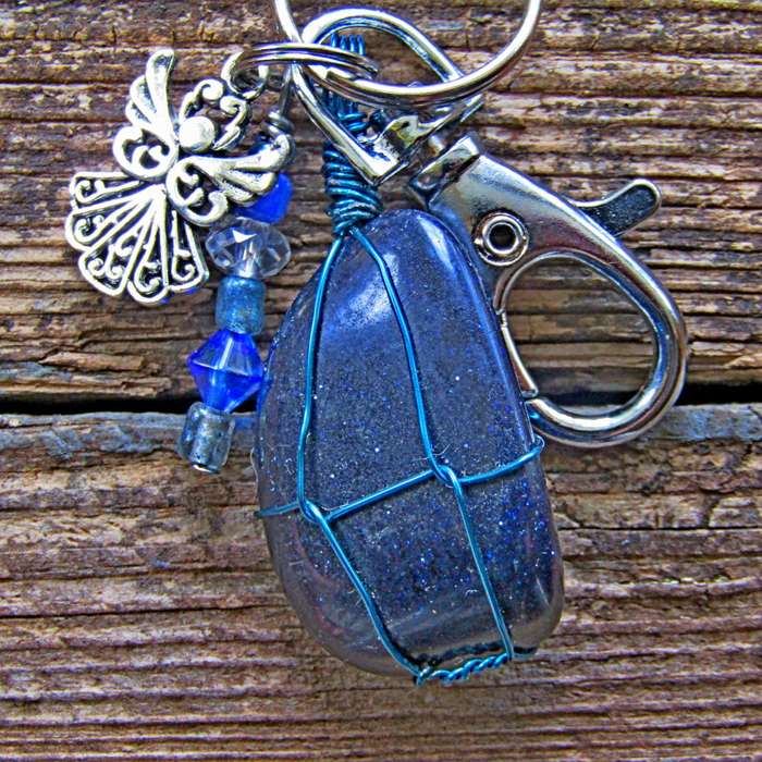 Tumbled Stone with Angel Charm Keyring