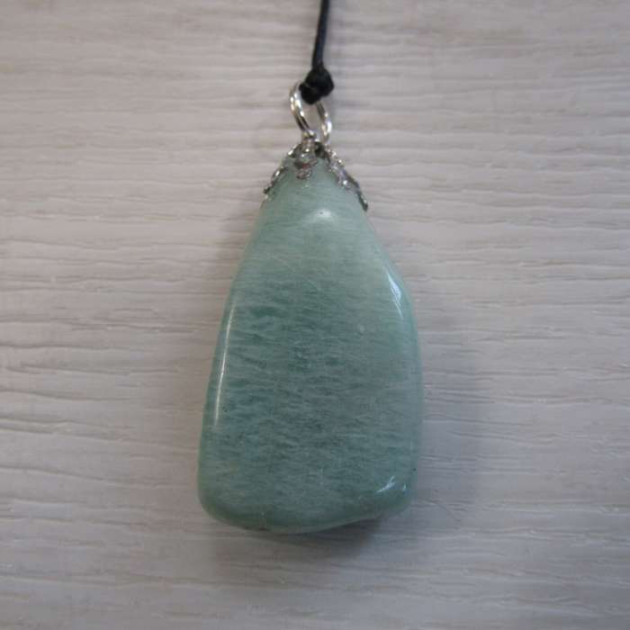 Amazonite Pendant on Black Chord