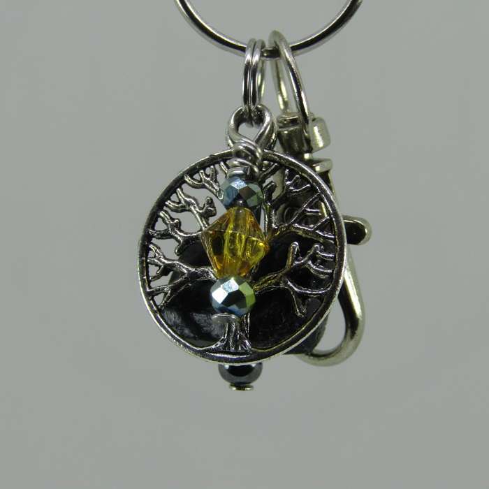 Black Tourmaline Crystal Point Protective Amulet Charm / Keyring