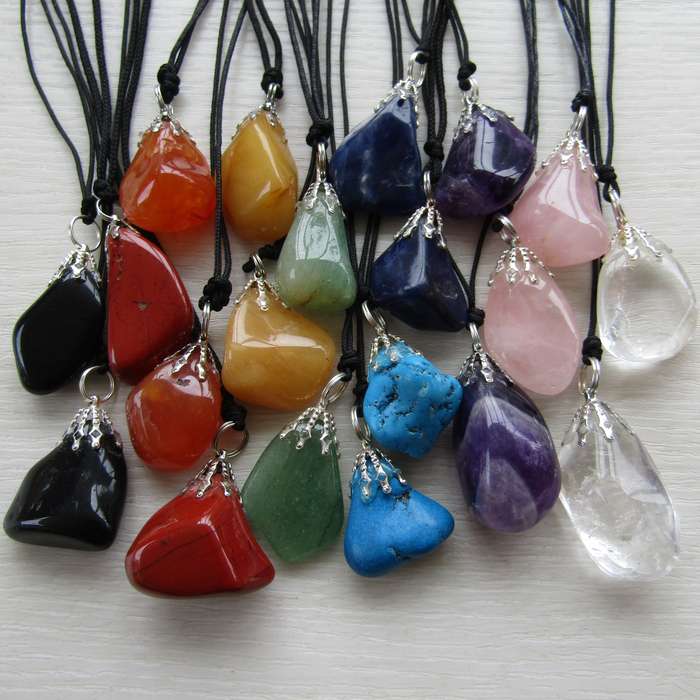 Tumbled Stone Pendant on Black Chord