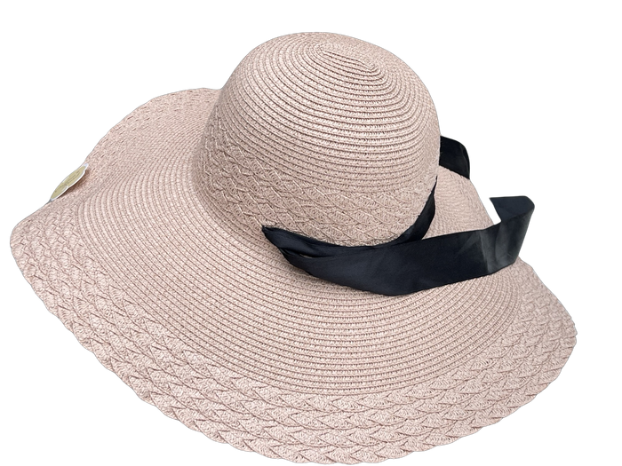 Ladies Packable Straw Floppy Sun Hat