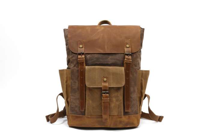 Leather Canvas  Portable Waterproof Backpack