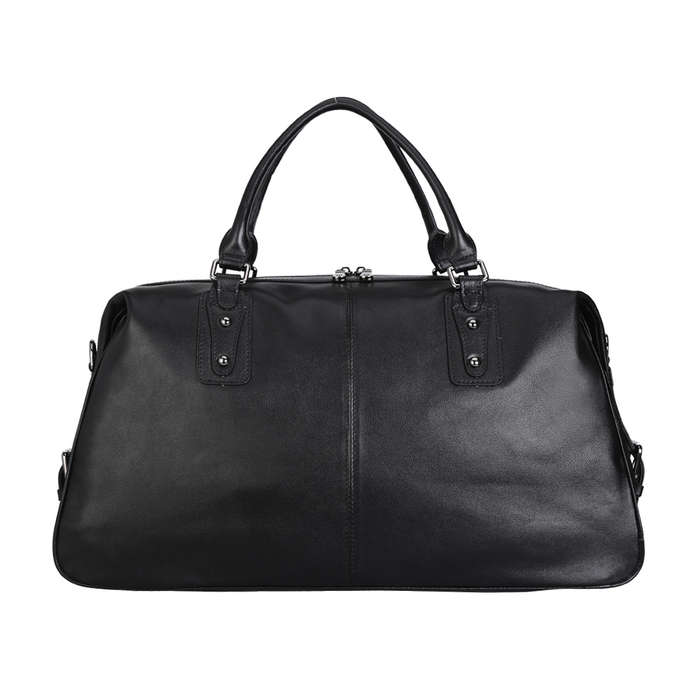 Large Black Genuine Cowhide Leather Travel bag Waterproof Weekend Overnight Bag for man
