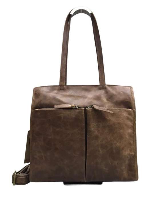 Leather top notch large totebag