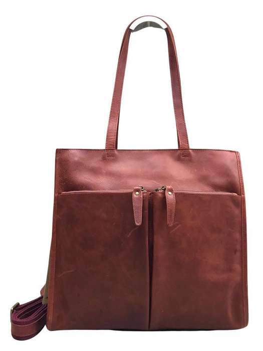 Leather top notch large totebag