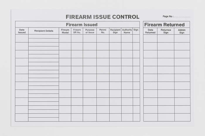 Firearm Issue Control 200 Page A4 Register
