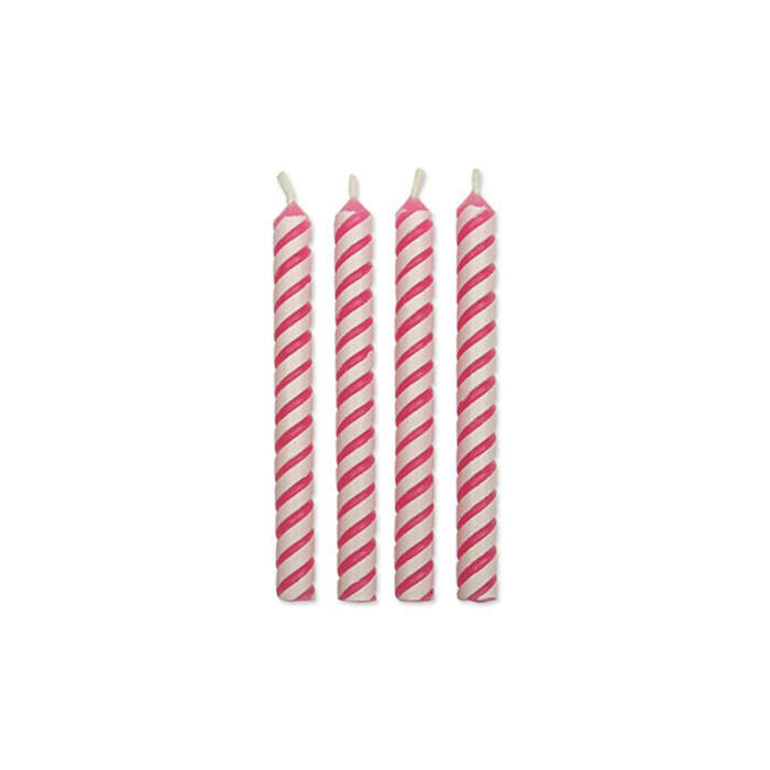PME 24pk Small Pink Striped Candles Celebration Birthday Party Cake Decorating