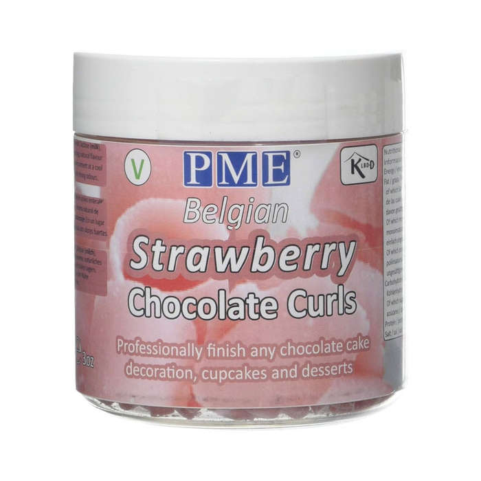 PME Belgian Strawberry Chocolate Curls for Decorating Cakes Muffins Cupcakes 85g