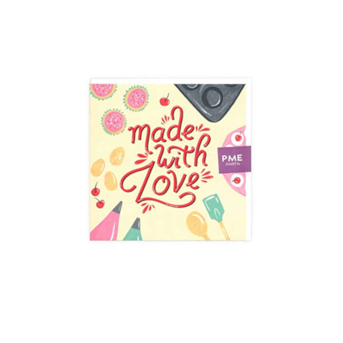 PME Greetings Cards with Envelope for Cakes - Made With Love Beige