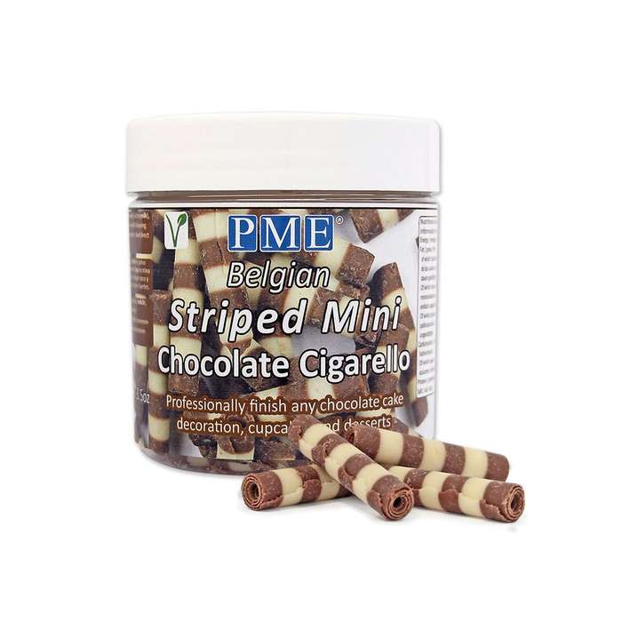 PME Belgian Striped Mini Chocolate Cigarellos Muffin Cup Cake Decorating 100g