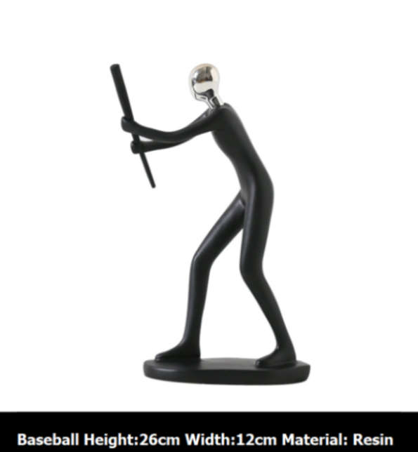 Modern Home Decor Baseball Character Resin Crafts  12cm x 26cm Creative Sports Figurine Decora...