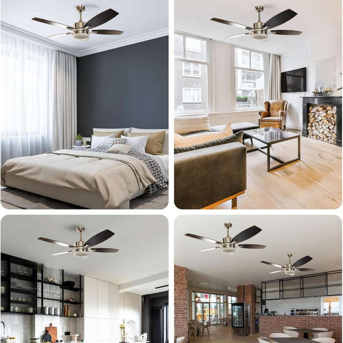 52 Inch 5 Brown Blades Ceiling Fan with Light and Remote