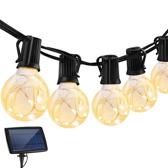 10m Solar 25 Wire LED Classic Retro Bulb String Lights