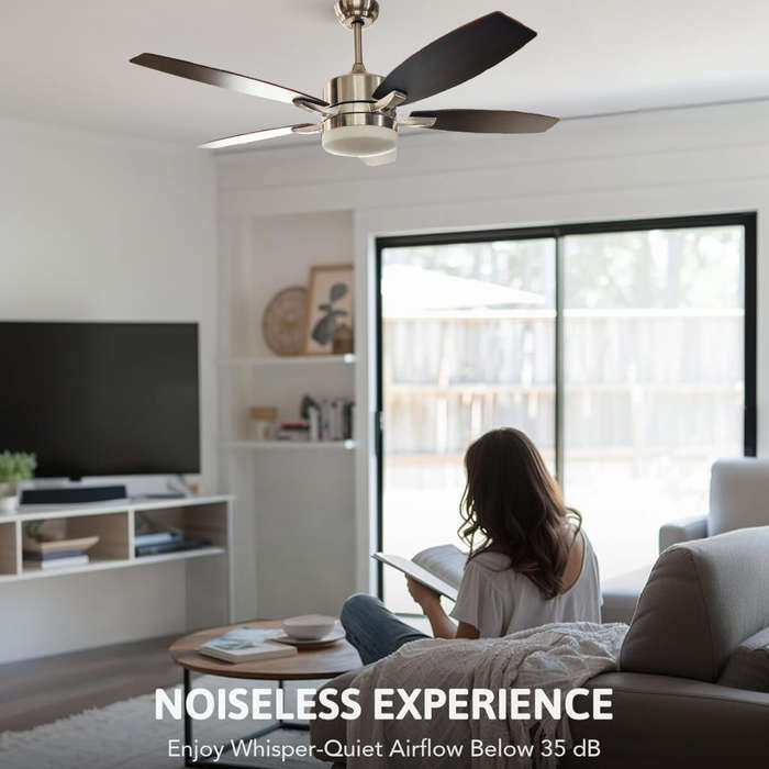 52 Inch 5 Brown Blades Ceiling Fan with Light and Remote