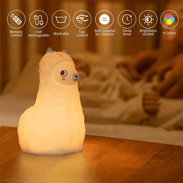 Kids Llama Night Light (Soft, Silicone &amp; Colour-Changing)