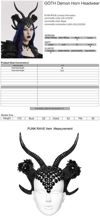 Goth Black Demon Horns
