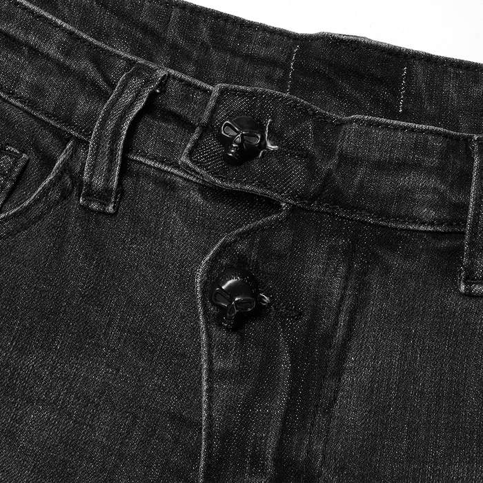 Asymmetric Placket Flare Jeans -S
