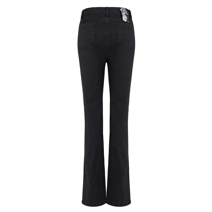 Chain Decorated Slit Flared Pants - M