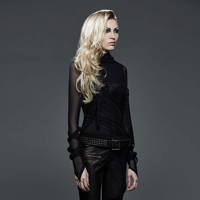 Dark Fashion T-Shirt With Big Hood