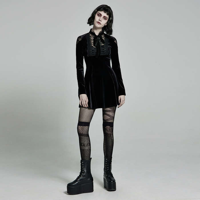 Velvet Long Sleeves Mini Dress