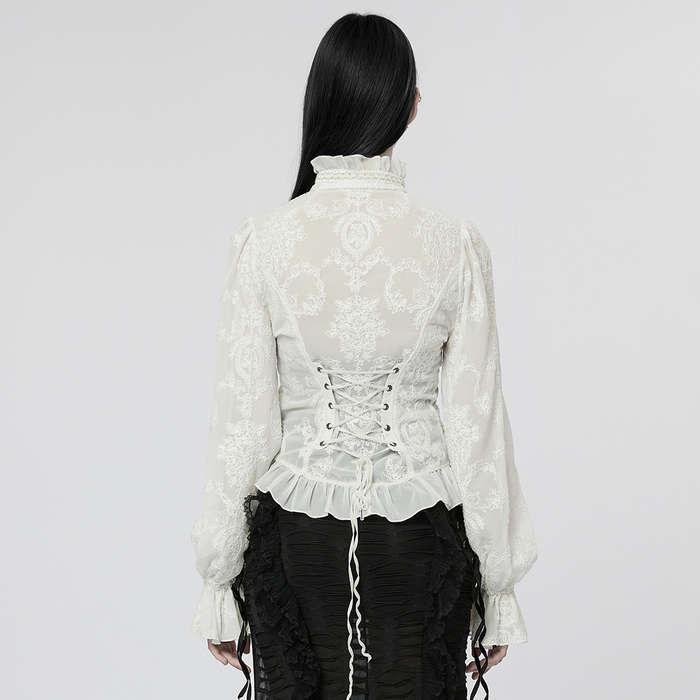 Chiffon Embroidered Perspective Blouse