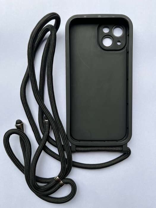 Crossbody Lanyard Silicone Case Cover For iPhone 13 - Matte Black