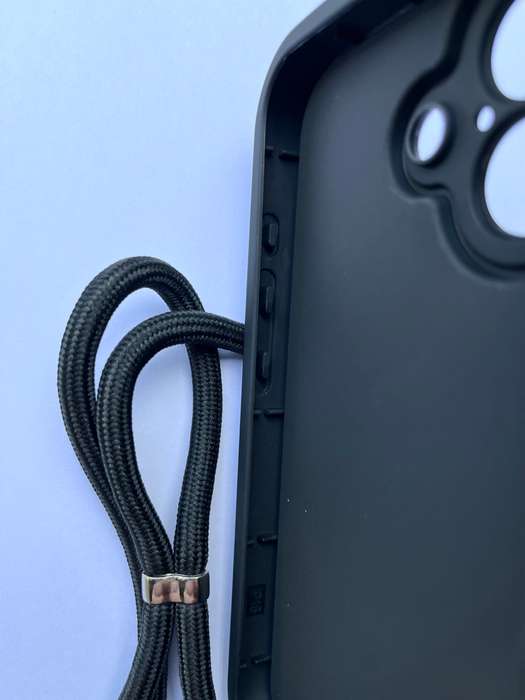 Crossbody Lanyard Silicone Case Cover For iPhone 16 - Matte Black