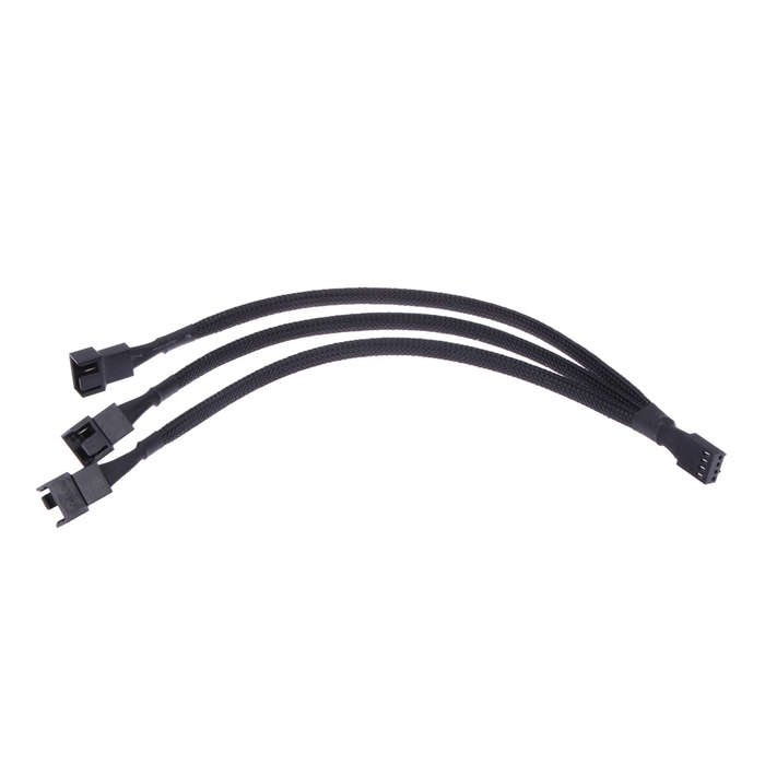 4 Pin PWM Fan Cable 1 to 3 Ways Splitter Cord Black Sleeved Extension Cable Con