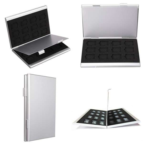 Aluminum Memory Card Storage Case Box Holders Sliver for 24pcs Micro SD TF Card