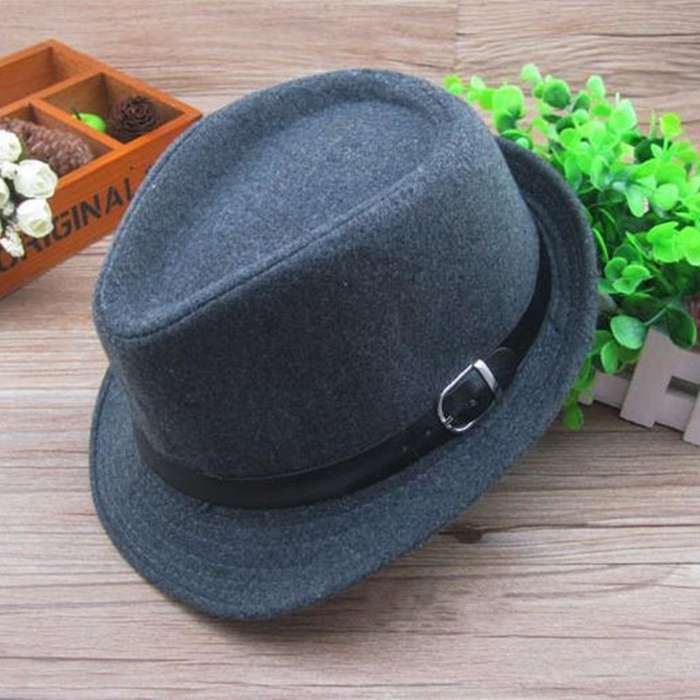 Vintage Kids Boys Girls Wool Blend Brim Flat Top Fedora Hat Trilby Jazz Cap