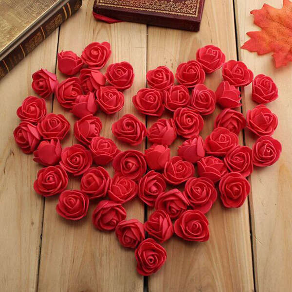 50pcs 2.5cm Artificial Roses PE Foam Rose Flower Wedding Party Home Decoration