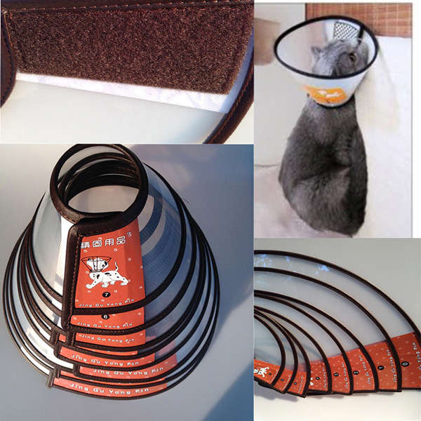 Brown Pet Dog Cat Elizabethan Bite-Proof Collar Wound Healing Cone Protective C