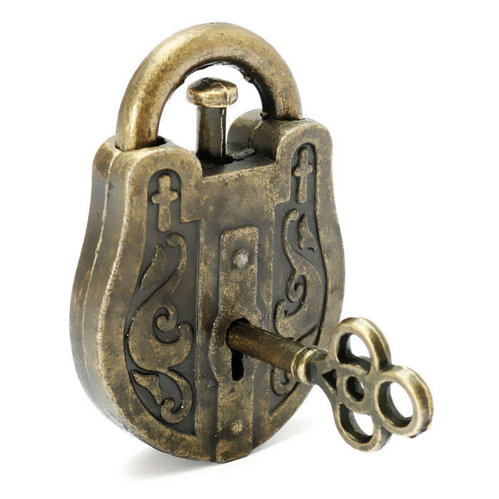 Metal Cast God Lock Puzzle Retro Vintage Lock IQ&EQ Mind Brain Teaser Souptoys