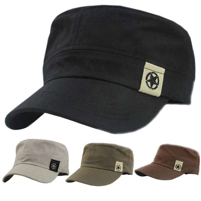 Mens Army Military Star Adjustable Stitching Retro Hat Women Vintage Nylon Wash