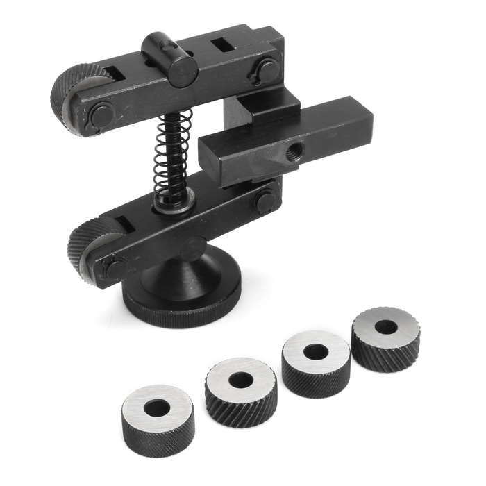 Knurling Knurler Tool Holder Linear Knurl Tool Lathe Adjustable Shank with 6pcs